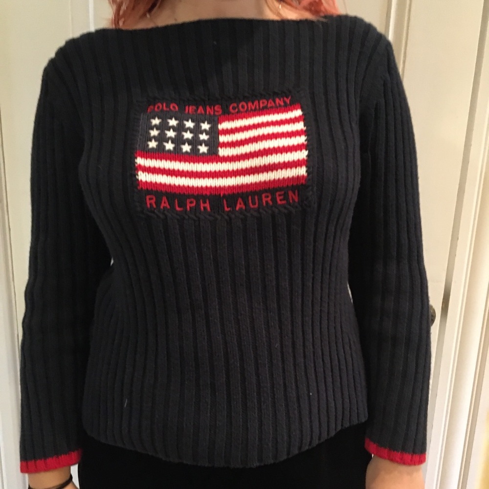 Vintage American flag boatneck sweater